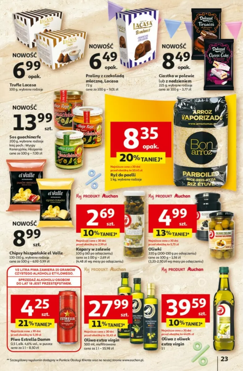 Gazetka promocyjna Auchan - ważna 09.05 do 15.05.2024 - strona 16 - produkty: Chipsy, Ciastka, Gin, Kapary, Nerf, Oliwa, Oliwa z oliwek, Oliwki, Piwo, Por, Praliny, Ryż, Sos