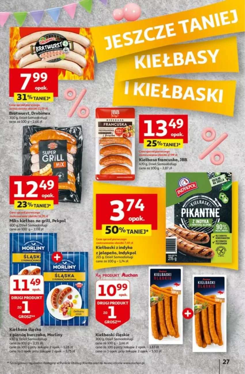 Gazetka promocyjna Auchan - ważna 09.05 do 15.05.2024 - strona 20 - produkty: Drobimex, Grill, Kiełbasa, Kiełbasa śląska, Kiełbaski śląskie, Kurczak, Morliny, Pekpol