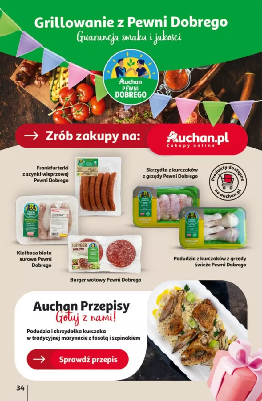 Gazetka promocyjna Auchan - ważna 09.05 do 15.05.2024 - strona 28 - produkty: BIC, Burger, Fa, Frankfurterki, Kiełbasa, Kiełbasa biała, Kurczak, Szpinak