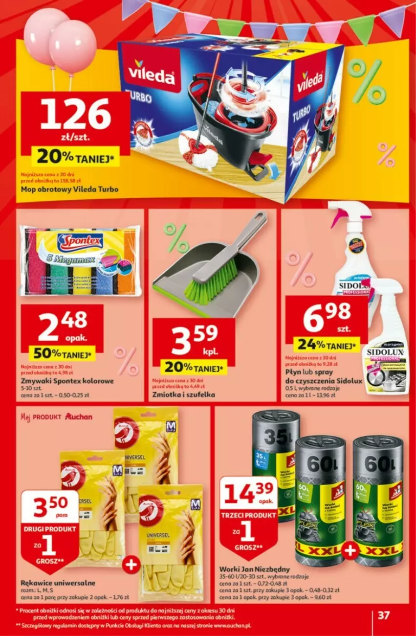 Gazetka promocyjna Auchan - ważna 09.05 do 15.05.2024 - strona 31 - produkty: Jan Niezbędny, Mop, Por, Rękawice, Sidolux, Szufelka, Vileda