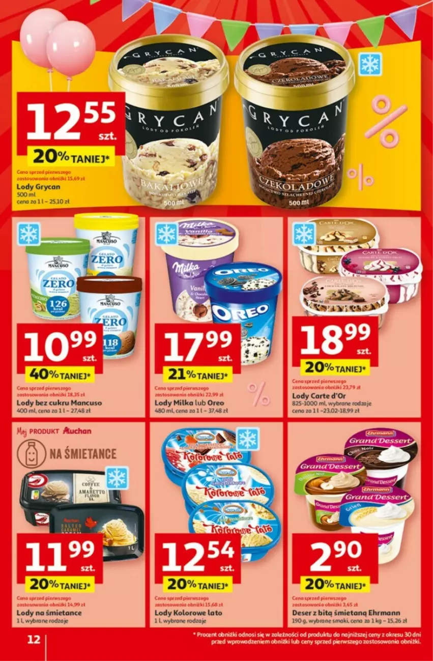 Gazetka promocyjna Auchan - ważna 09.05 do 15.05.2024 - strona 4 - produkty: Carte d'Or, Deser, Gry, Lody, Milka, Oreo, Ser