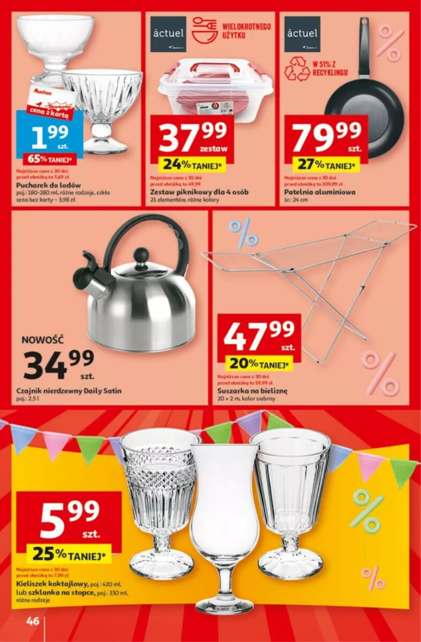 Gazetka promocyjna Auchan - ważna 09.05 do 15.05.2024 - strona 41 - produkty: Czajnik, Kieliszek, Patelnia, Sati, Suszarka, Szklanka, Top