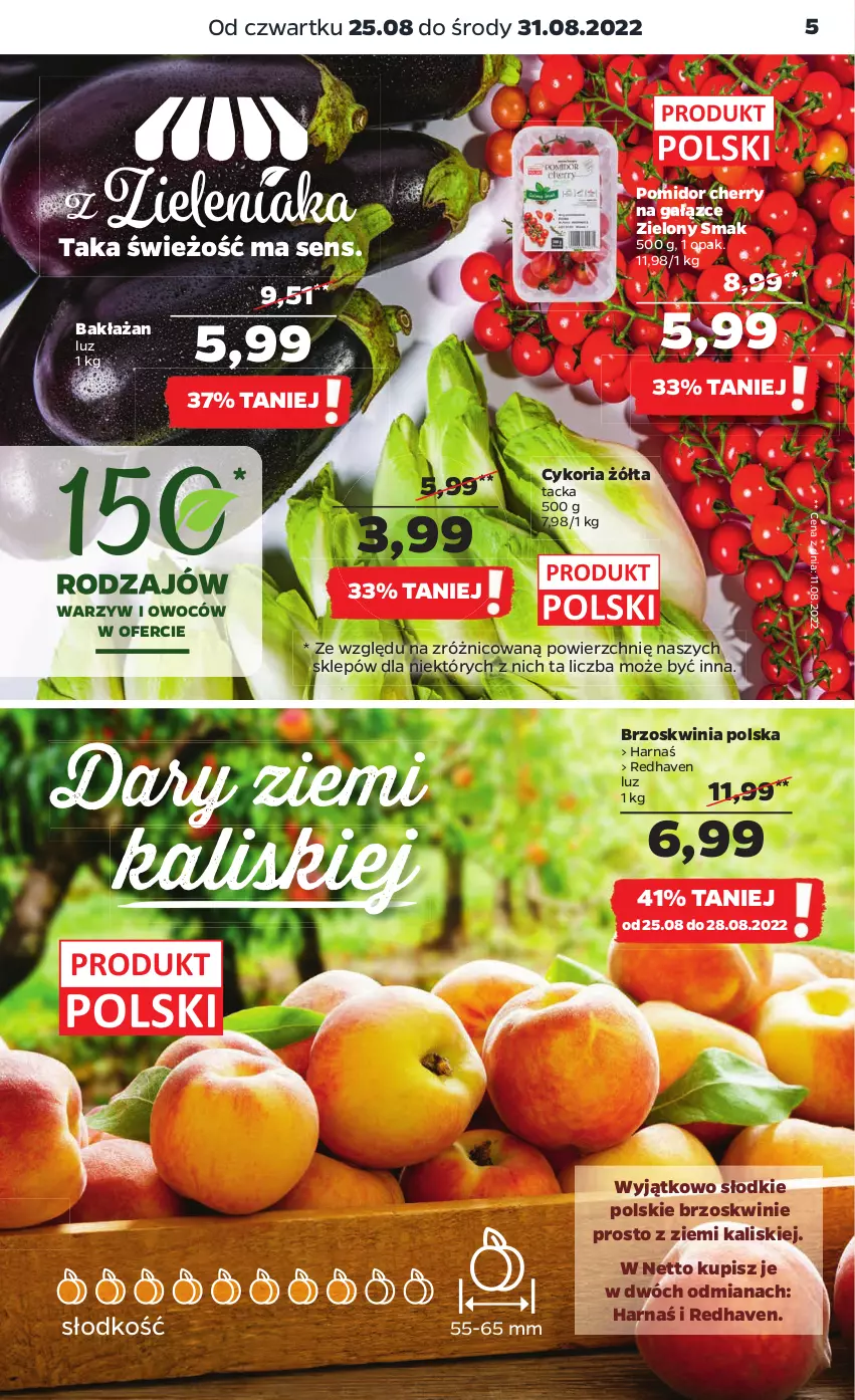 Gazetka promocyjna Netto - Artykuły spożywcze - ważna 25.08 do 31.08.2022 - strona 5 - produkty: Brzoskwinie, Harnaś