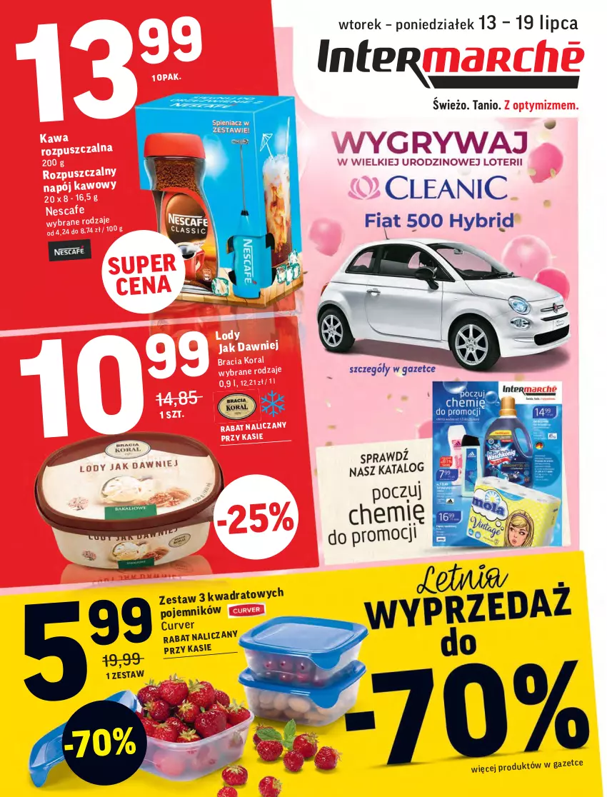 Gazetka promocyjna Intermarche - ważna 13.07 do 19.07.2021 - strona 1 - produkty: Kawa, Kawa rozpuszczalna, Lody, Napój, Pojemnik