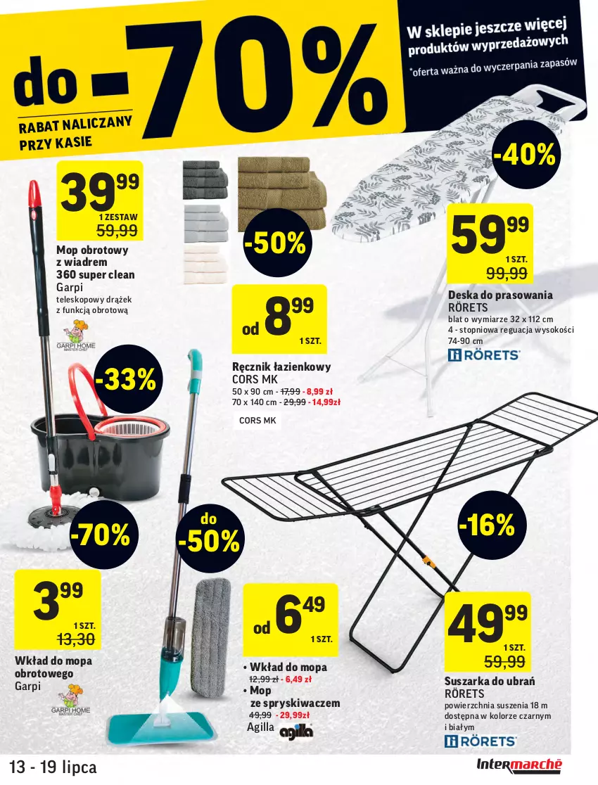 Gazetka promocyjna Intermarche - ważna 13.07 do 19.07.2021 - strona 37 - produkty: Deska do prasowania, Mop, Ręcznik, Rörets, Sok, Suszarka, Suszarka do ubrań, Teleskop, Top, Wkład do mopa