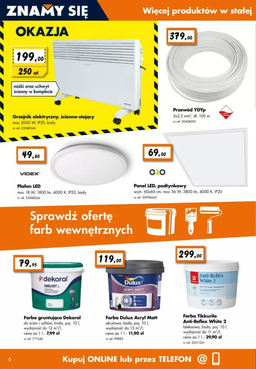 Gazetka promocyjna Bricomarche - ważna 13.01 do 02.02.2025 - strona 7 - produkty: Dekoral, Dulux, Fa, Grunt, Grzejnik, Plafon, Plafon LED, Przewód