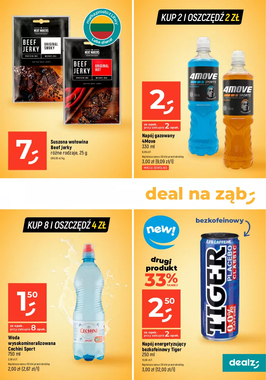 Gazetka promocyjna Dealz - MAKE A DEALZ - ważna 25.01 do 31.01.2024 - strona 15 - produkty: Chipsy, Jerky, Napój, Napój gazowany, Por, Sok, Sport, Tiger, Woda, Wołowina