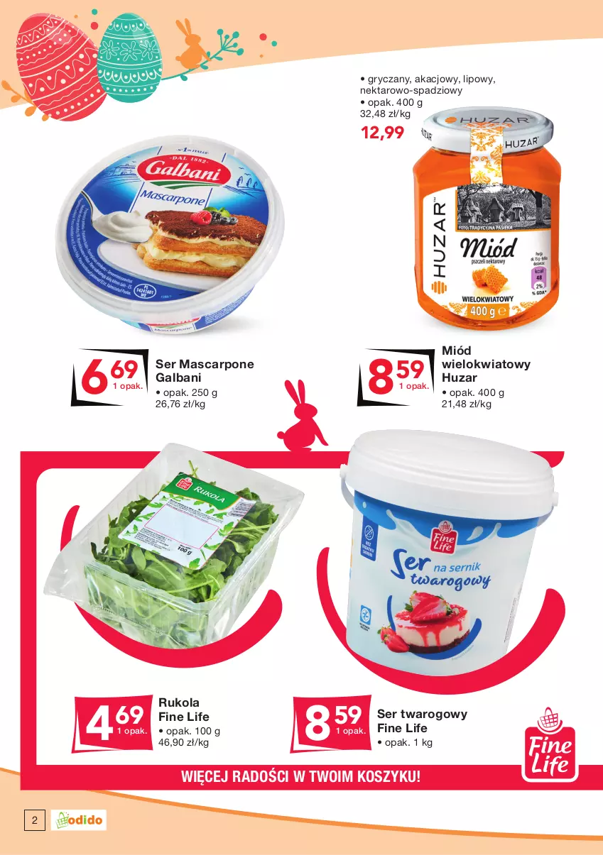 Gazetka promocyjna Odido - Najlepsze na ŚWIĘTA! - ważna 08.04 do 21.04.2022 - strona 2 - produkty: Galbani, Gry, Kosz, Mascarpone, Miód, Nektar, Rukola, Ser, Ser twarogowy