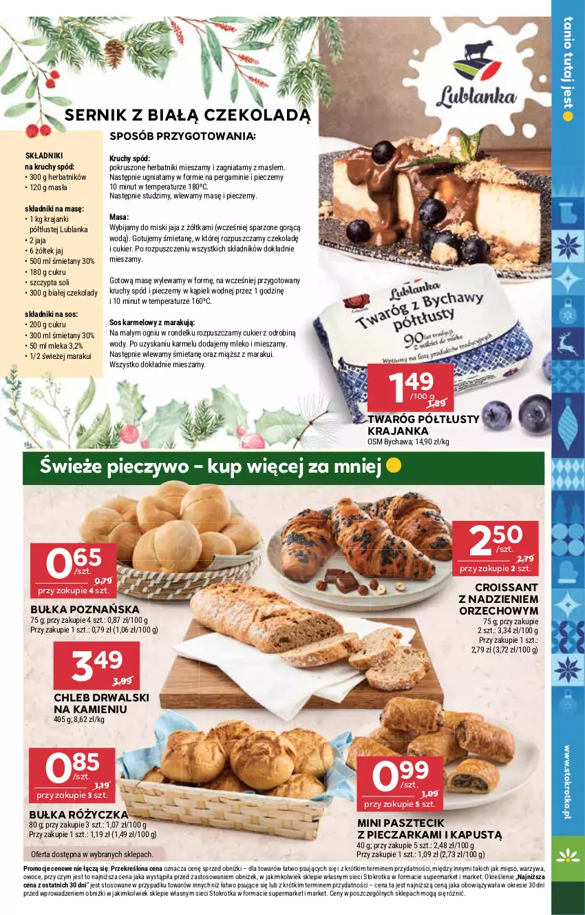 Gazetka promocyjna Stokrotka - Supermarket - ważna 18.12 do 21.12.2025 - strona 19 - produkty: Bułka, Chleb, Croissant, Cukier, Herbatniki, Jaja, Kapustą, Mięso, Mleko, Owoce, Pasztecik z pieczarkami, Piec, Pieczarka, Pieczywo, Rondel, Ser, Sos, Twaróg, Twaróg półtłusty, Warzywa
