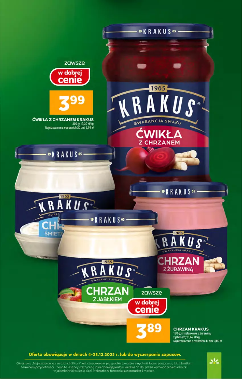 Gazetka promocyjna Stokrotka - Supermarket - ważna 18.12 do 21.12.2025 - strona 28 - produkty: Chrzan, Krakus