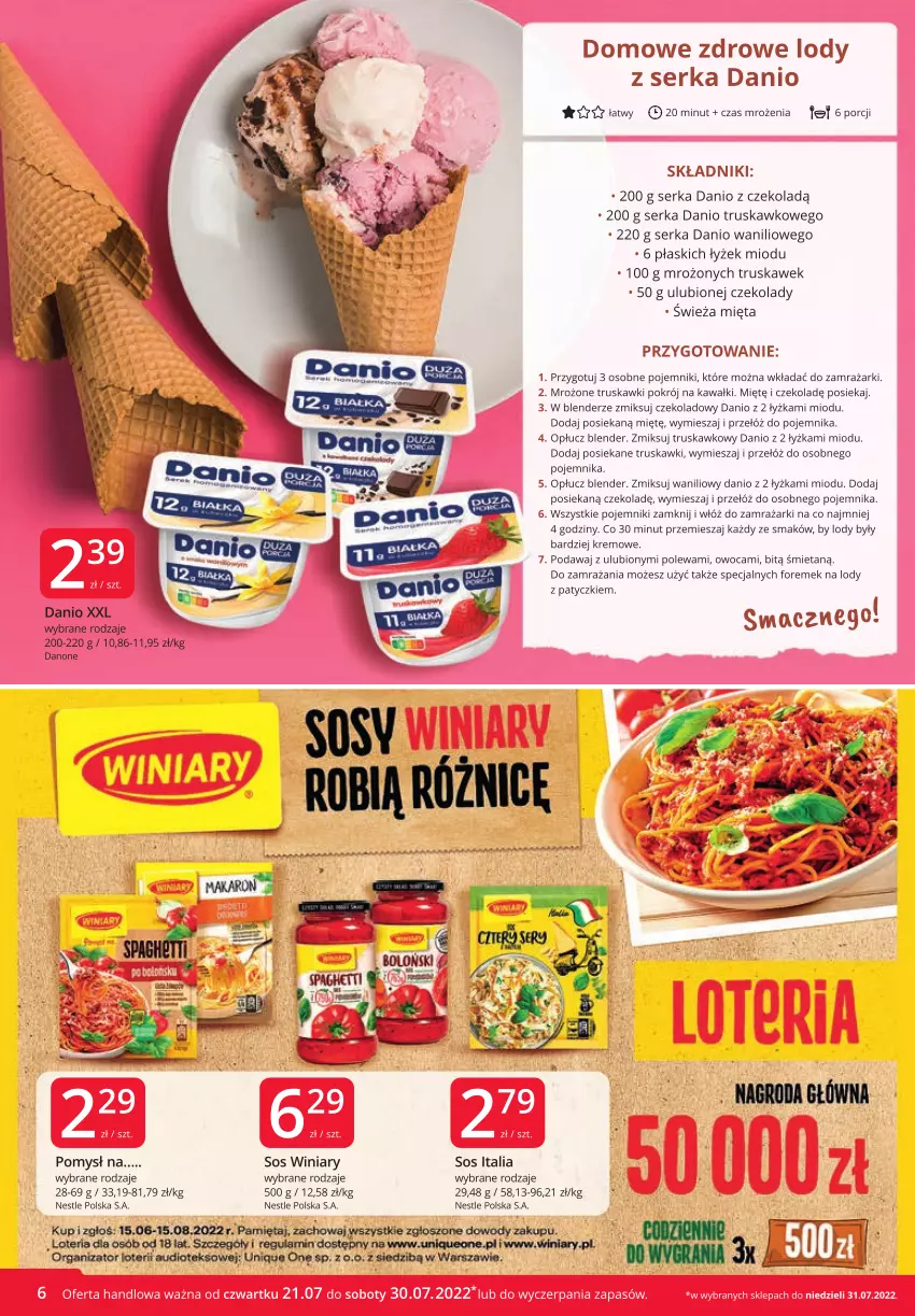 Gazetka promocyjna Market Vita - Gazetka promocyjna – Marketvita - ważna 21.07 do 30.07.2022 - strona 6 - produkty: Blender, Danio, Danone, Kawa, Lody, Mięta, Pojemnik, Por, Ser, Sos, Truskawki, Winiary