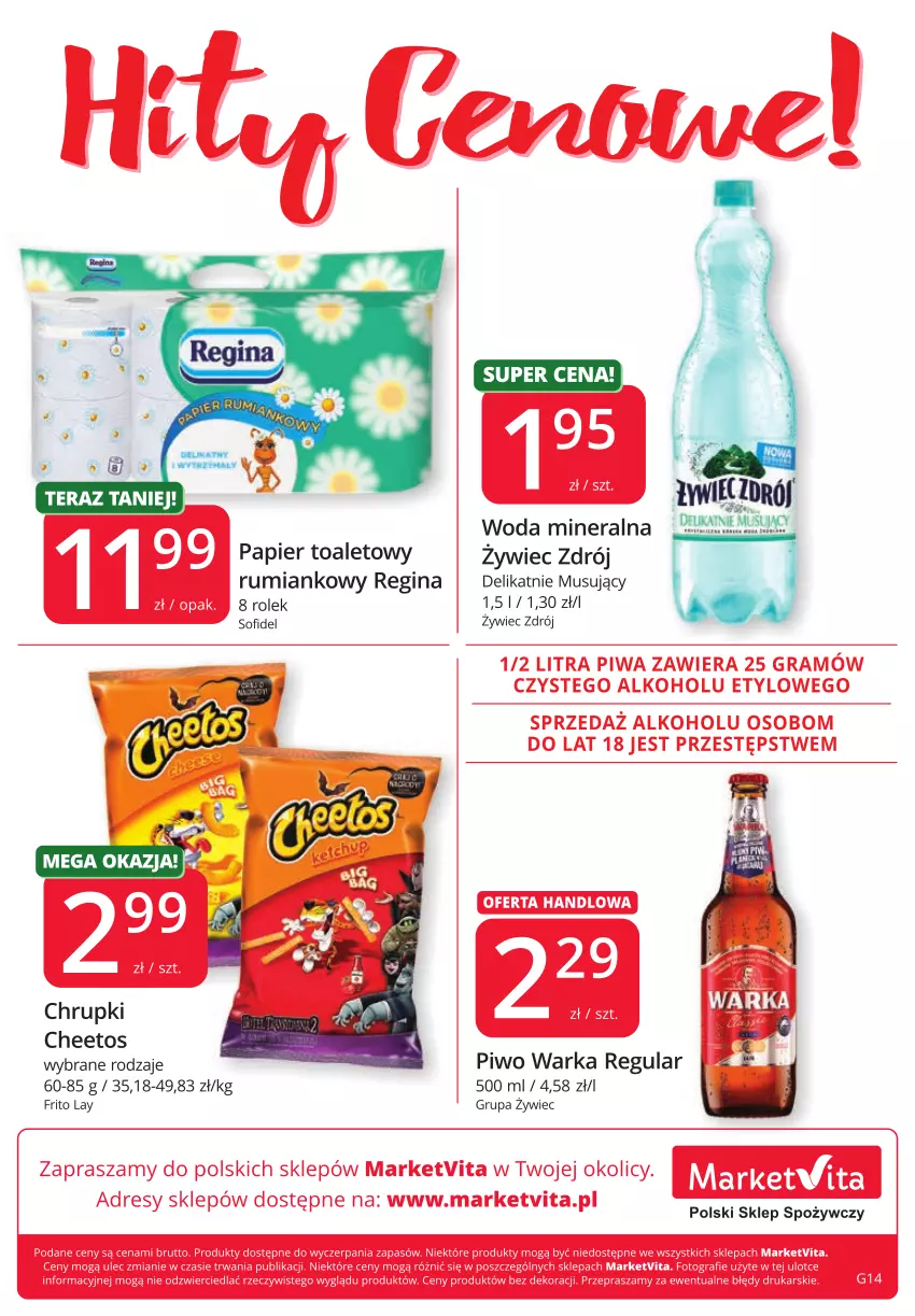 Gazetka promocyjna Market Vita - Gazetka promocyjna – Marketvita - ważna 21.07 do 30.07.2022 - strona 8 - produkty: Cheetos, Chrupki, Gin, Mus, Papier, Papier toaletowy, Piwo, Rum, Tera, Warka, Woda, Woda mineralna