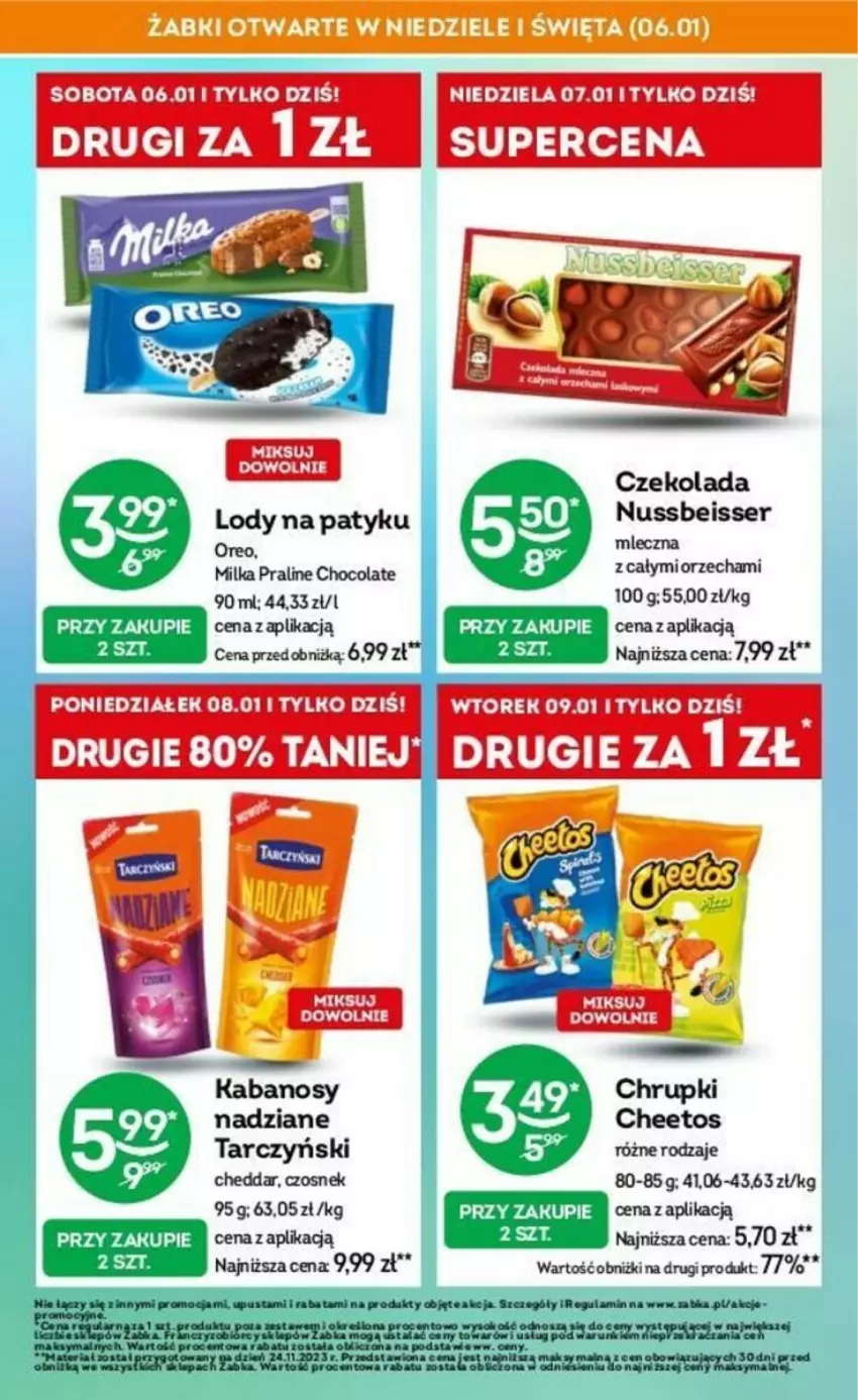 Gazetka promocyjna Żabka - ważna 03.01 do 16.01.2024 - strona 45 - produkty: Cheddar, Czekolada, Czosnek, Kabanos, Ser, Tarczyński