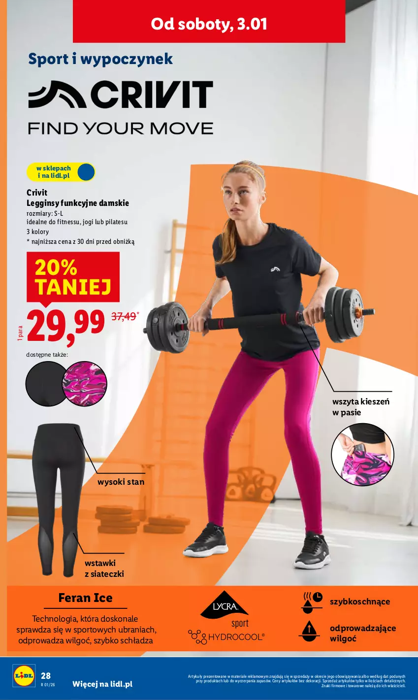 Gazetka promocyjna Lidl - GAZETKA - ważna 29.12.2025 do 03.01.2026 - strona 34 - produkty: Gin, Legginsy, LG, Por, Sok, Sport, Ubrania
