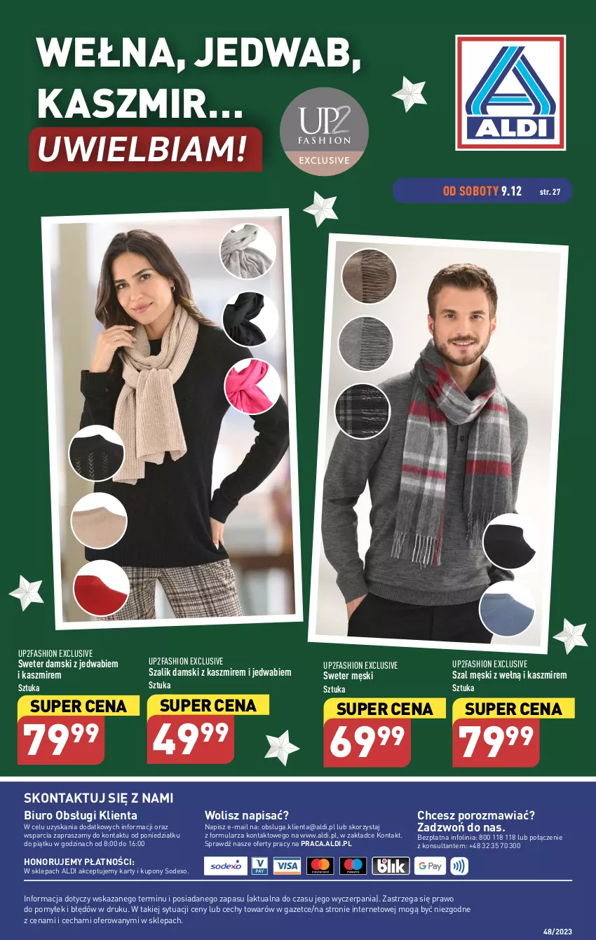 Gazetka promocyjna Aldi - Artykuły przemysłowe i tekstylia - ważna 06.12 do 09.12.2023 - strona 15 - produkty: Biuro, Fa, O nas, Por, Sweter, Szal, Wełna