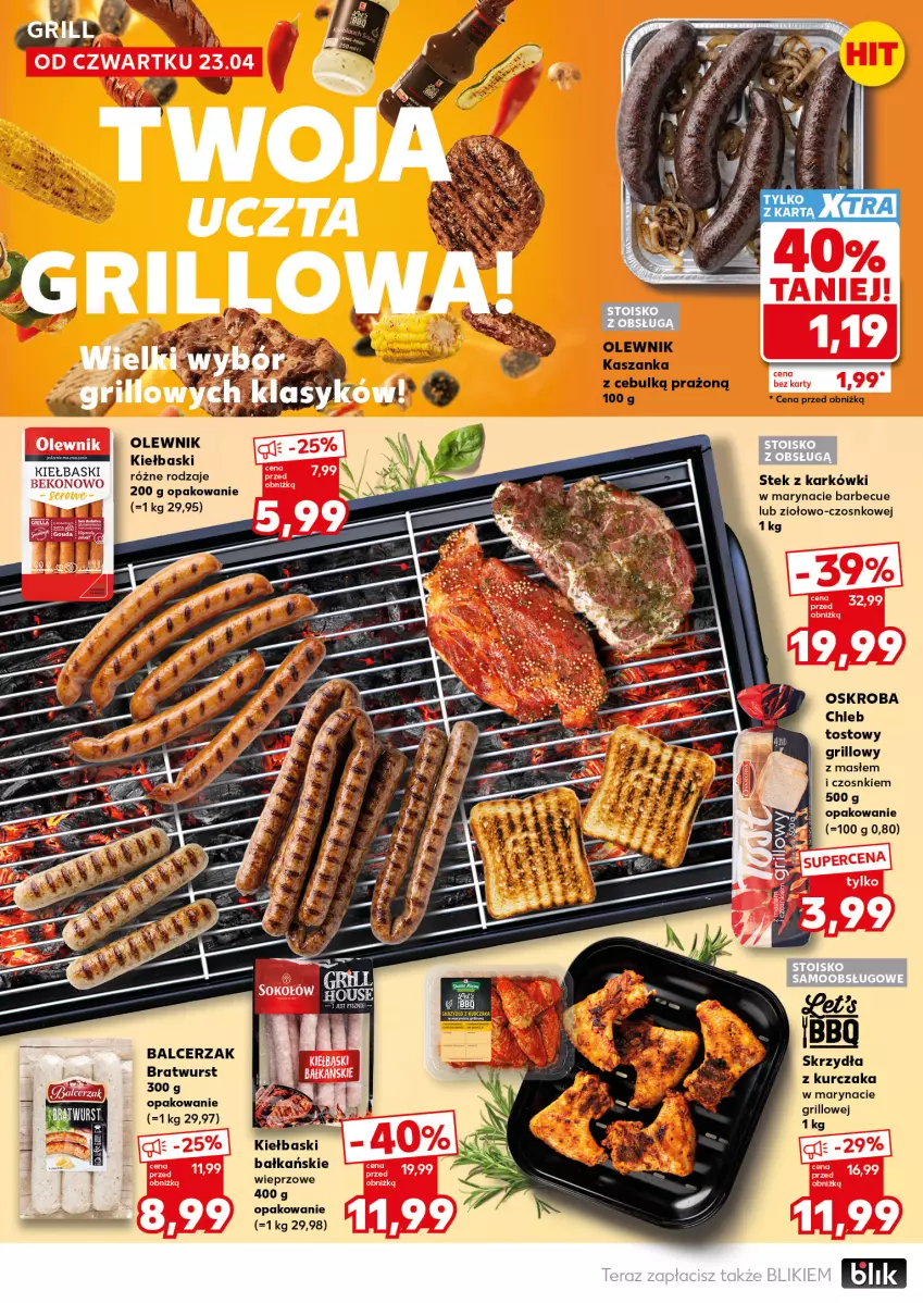 Gazetka promocyjna Kaufland - Mocny Start - ważna 27.04 do 28.04.2026 - strona 22 - produkty: Chleb, Chleb tostowy, Grill, Kasza, Kaszanka, Kurczak, Olewnik, Stek