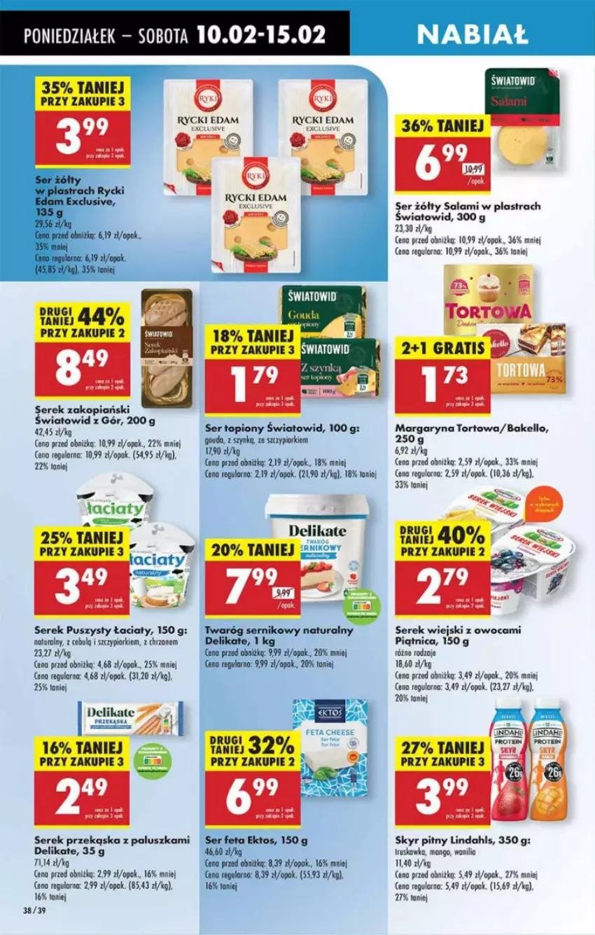 Gazetka promocyjna Intermarche - ważna 10.02 do 12.02.2025 - strona 32 - produkty: Edam, Feta, Gouda, Margaryna, Piątnica, Róża, Salami, Ser, Ser topiony, Serek, Serek wiejski, Top