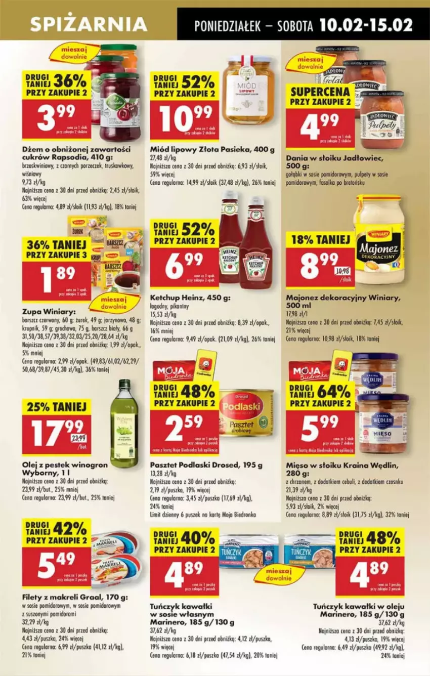 Gazetka promocyjna Intermarche - ważna 10.02 do 12.02.2025 - strona 40 - produkty: Dżem, Fa, Gra, Graal, Groch, Heinz, Kawa, Ketchup, Krupnik, Majonez, Mięso, Mięso w słoiku, Miód, Olej, Pasztet, Podlaski, Por, Pulpety, Rosie, Sos, Stek, Tuńczyk, Winiary, Wino, Zupa