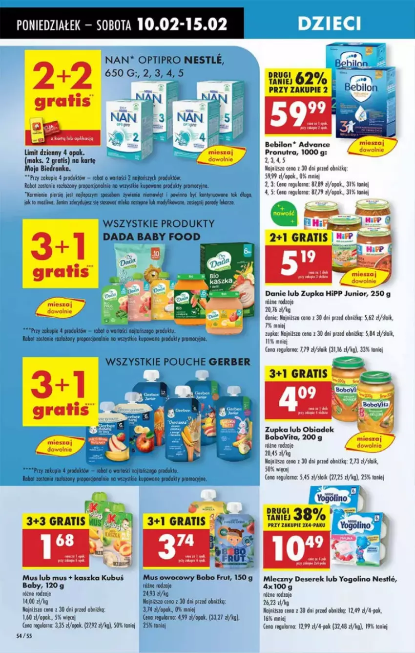 Gazetka promocyjna Intermarche - ważna 10.02 do 12.02.2025 - strona 50 - produkty: BEBILON, BoboVita, Dada, Deser, Gerber, Gra, HiPP, Kosz, Kubuś, Mus, Por, Ser, Serek