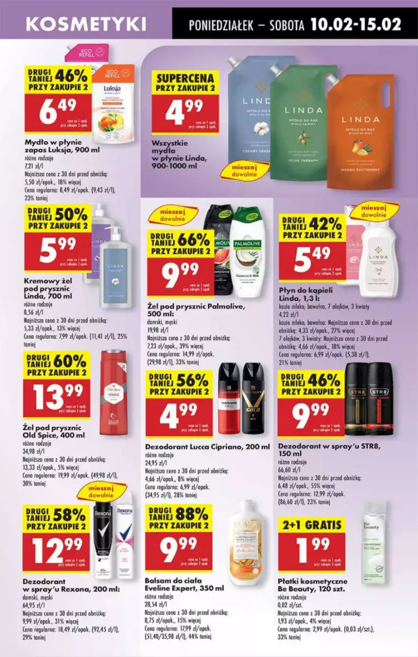 Gazetka promocyjna Intermarche - ważna 10.02 do 12.02.2025 - strona 55 - produkty: Balsam do ciała, Be Be, Dezodorant, Eveline, Gra, Luksja, Mleko, Mydło, Mydło w płynie, Old Spice, Olej, Palmolive, Płatki kosmetyczne, Płyn do kąpieli, Rexona, Str8, Wełna