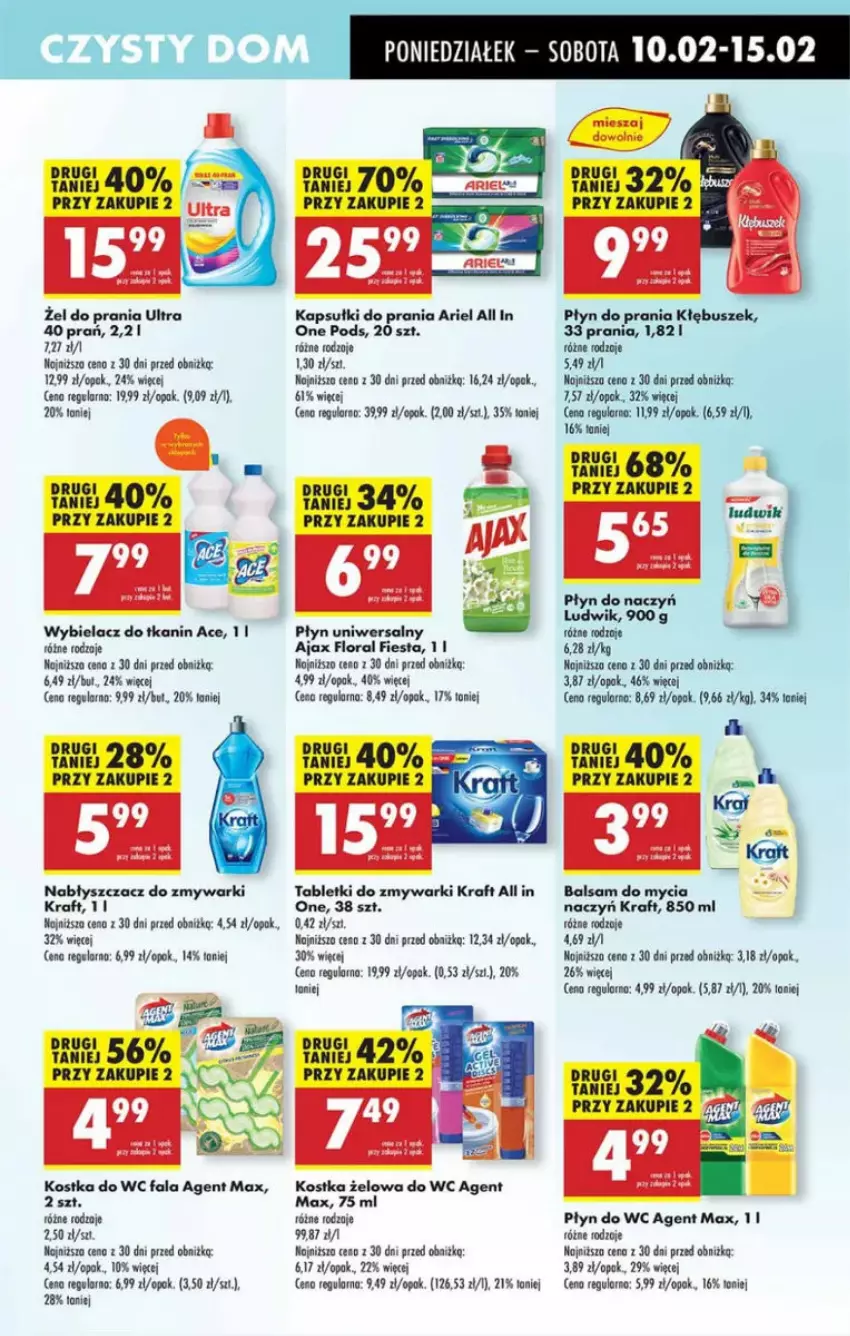 Gazetka promocyjna Intermarche - ważna 10.02 do 12.02.2025 - strona 58 - produkty: Ajax, Ariel, Fa, Flora, Kapsułki do prania, Kostka do wc, Ludwik, Płyn do prania, Płyn do wc, Tablet, Tabletki do zmywarki, Zmywarki