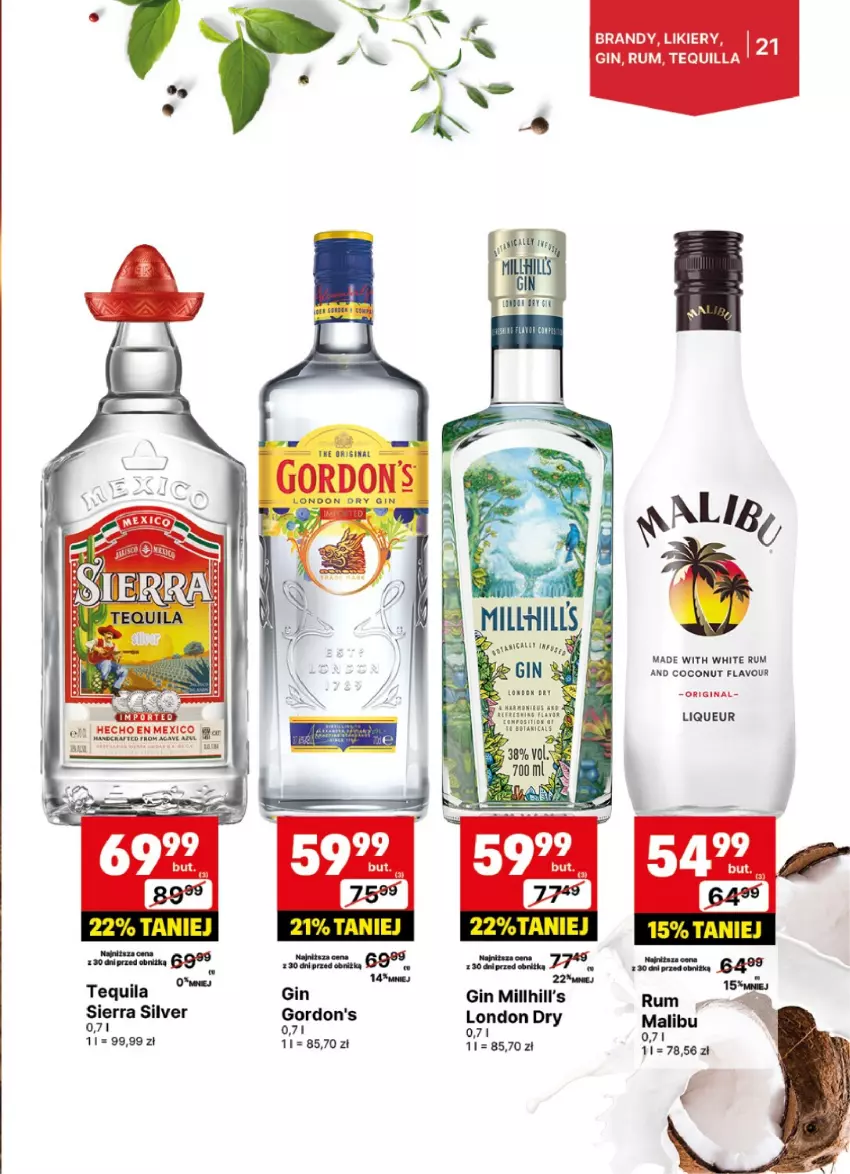 Gazetka promocyjna Delikatesy Centrum - DeliBarek DC51-DC52 - ważna 16.12 do 31.12.2024 - strona 21 - produkty: Brandy, Fa, Gin, Gordon's, Likier, Malibu, Por, Rum, Tequila