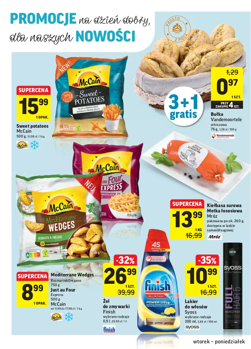 Gazetka promocyjna Intermarche - ważna 19.10 do 25.10.2021 - strona 30 - produkty: Bułka, Finish, Gra, Kiełbasa, Lakier, Lakier do włosów, McCain, Sos, Syoss, Zmywarki