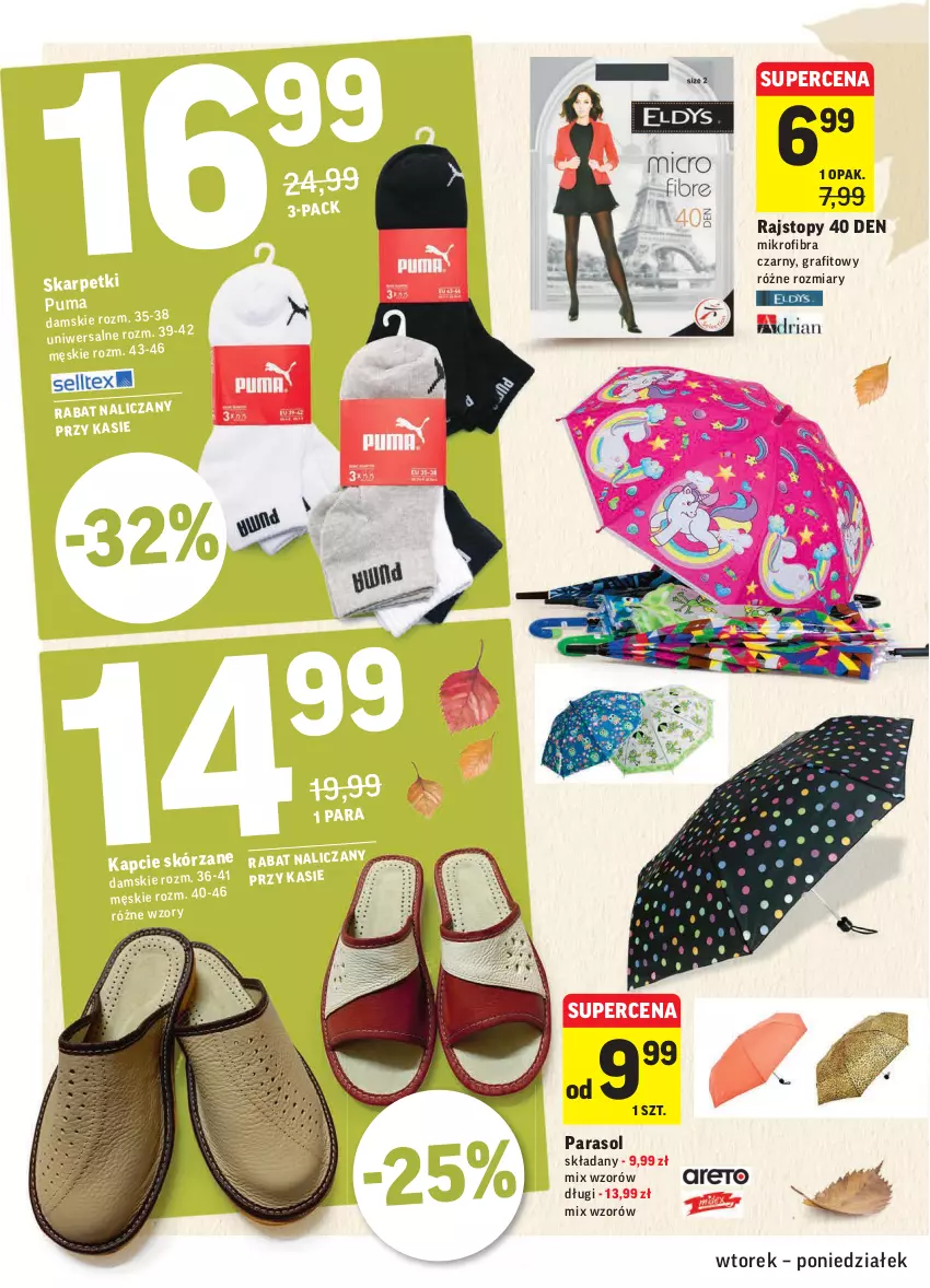 Gazetka promocyjna Intermarche - ważna 19.10 do 25.10.2021 - strona 36 - produkty: Gra, Kapcie, Karp, Parasol, Puma, Rajstopy, Top