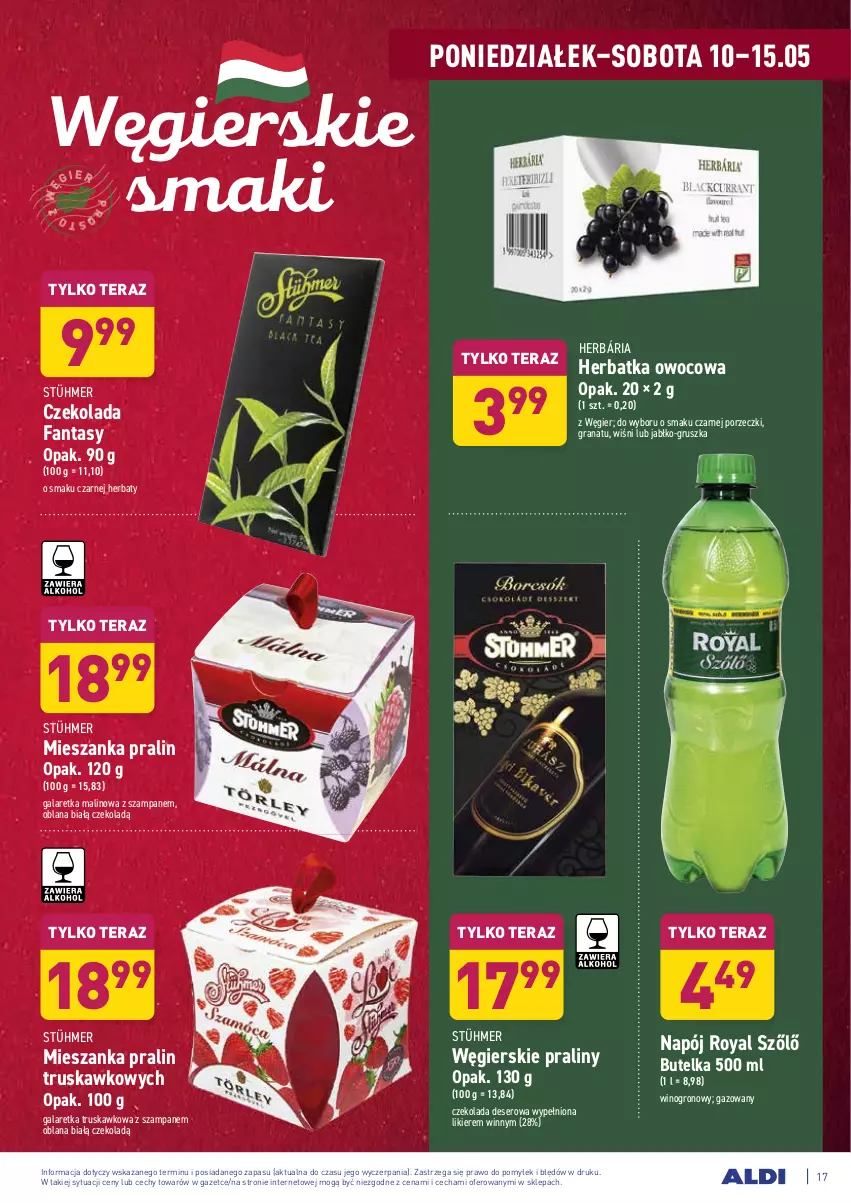 Gazetka promocyjna Aldi - ważna 10.05 do 15.05.2021 - strona 17 - produkty: Czekolada, Deser, Fa, Fanta, Gala, Galaretka, Gra, Granat, LANA, Likier, Napój, Por, Praliny, Ser, Tera, Wino