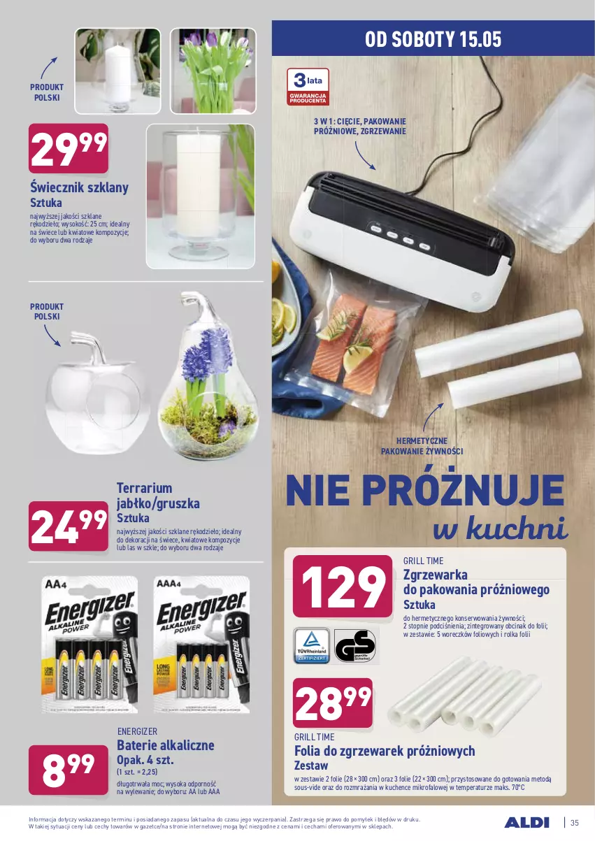 Gazetka promocyjna Aldi - ważna 10.05 do 15.05.2021 - strona 35 - produkty: Baterie alkaliczne, Energizer, Fa, Grill, Por, Ser, Sok, Top, Warka