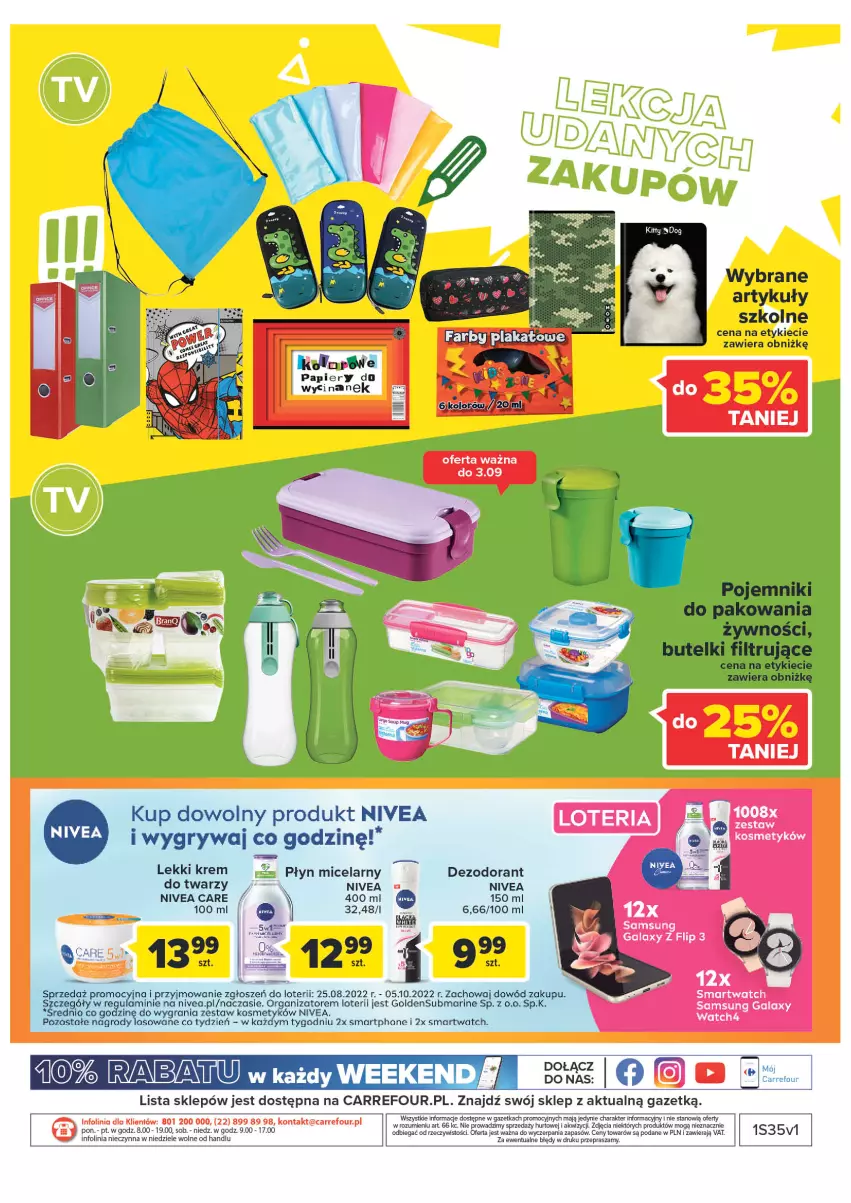 Gazetka promocyjna Carrefour - Gazetka Market - ważna 30.08 do 10.09.2022 - strona 20 - produkty: Dezodorant, Fa, Gala, Gra, Gry, Nivea, Papier, Płyn micelarny, Pojemnik, Samsung, Smartwatch