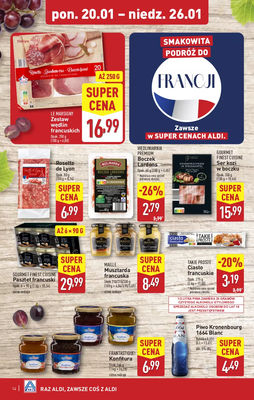 Gazetka promocyjna Aldi - Pełna oferta - ważna 20.01 do 26.01.2025 - strona 14 - produkty: Boczek, Ciasto francuskie, Gra, Konfitura, Mars, Mus, Musztarda, Pasztet, Piwa, Piwo, Ser, Ser kozi