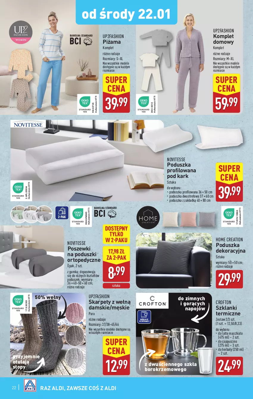 Gazetka promocyjna Aldi - Pełna oferta - ważna 20.01 do 26.01.2025 - strona 22 - produkty: Cappuccino, Chia, Fa, HP, Karp, Lanki, Piżama, Poduszka, Poduszka dekoracyjna, Top