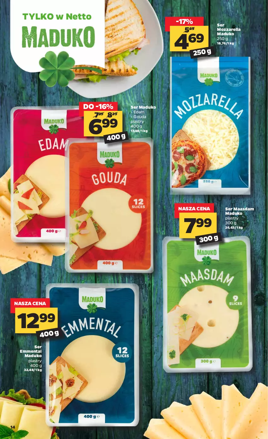 Gazetka promocyjna Netto - Oferta - ważna 25.01 do 31.01.2021 - strona 14 - produkty: Edam, Emmental, Gouda, Gouda plastry, Maasdam, Mozzarella, Ser