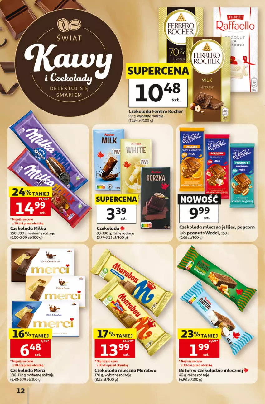 Gazetka promocyjna Auchan - 30 Lat Hipermarket - ważna 22.10 do 28.10.2026 - strona 12 - produkty: Baton, Czekolada, Czekolada mleczna, Ferrero, Merci, Milka, Popcorn