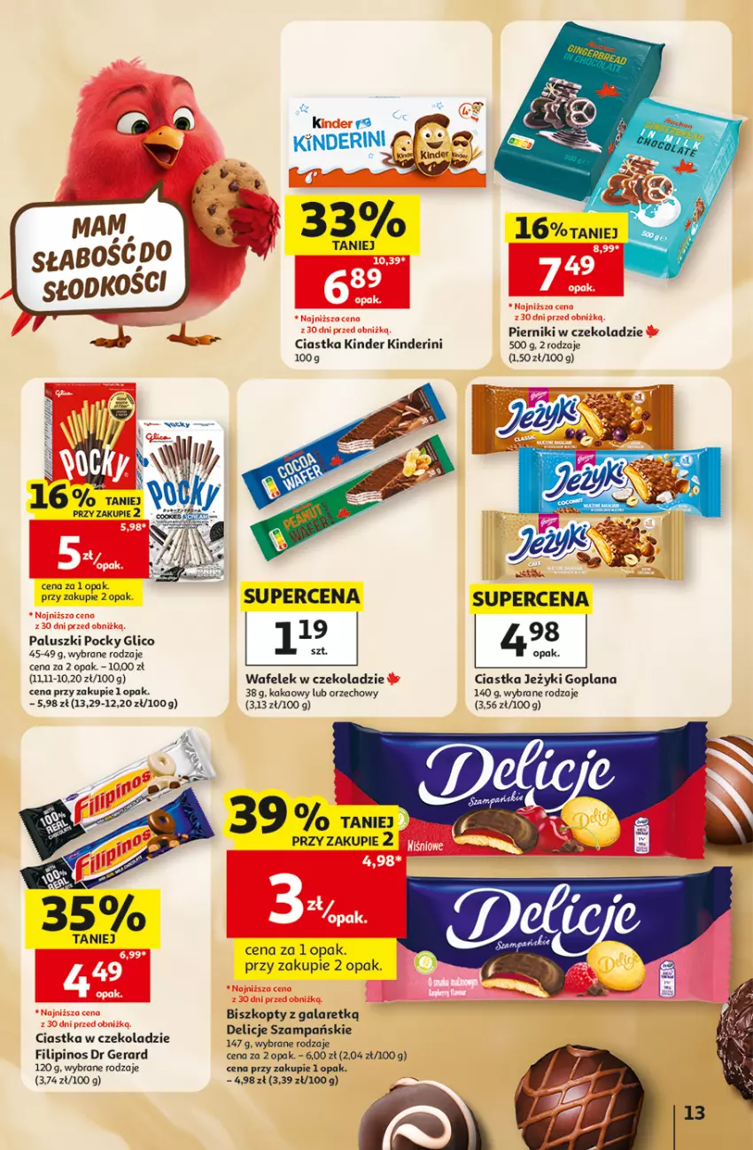 Gazetka promocyjna Auchan - 30 Lat Hipermarket - ważna 22.10 do 28.10.2026 - strona 13 - produkty: Biszkopty, Ciastka, Delicje, Dr Gerard, Gala, Goplana, Jeżyki, Kakao, Kinder, LANA, Piernik, Pierniki w czekoladzie, Wafelek