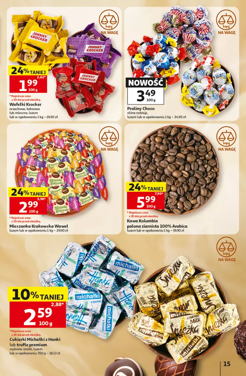 Gazetka promocyjna Auchan - 30 Lat Hipermarket - ważna 22.10 do 28.10.2026 - strona 15 - produkty: BIC, Cukier, Cukierki, Kakao, Kawa, Michałki, Praliny, Wawel