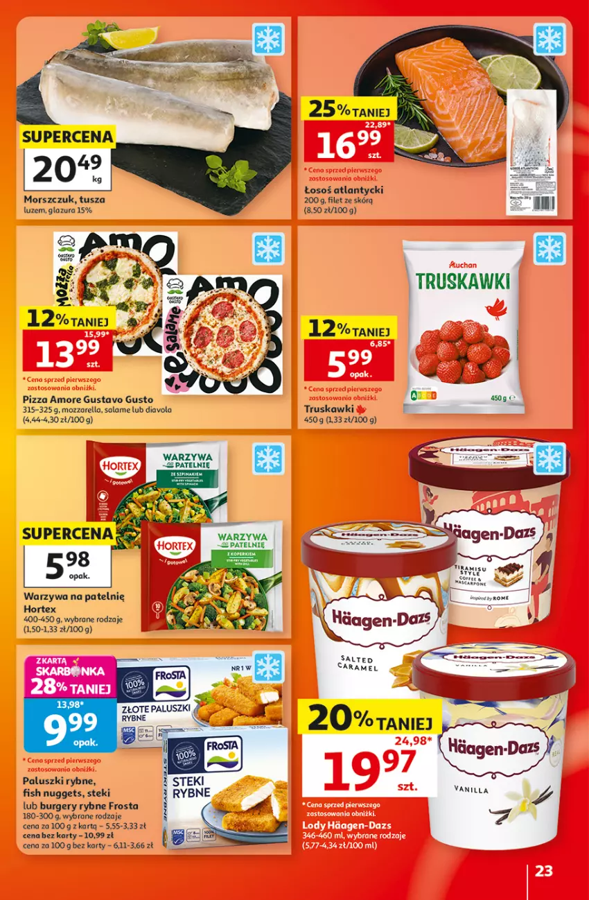 Gazetka promocyjna Auchan - 30 Lat Hipermarket - ważna 22.10 do 28.10.2026 - strona 23 - produkty: Burger, Frosta, Glazura, Hortex, Lazur, Mozzarella, Paluszki rybne, Pizza, Stek, Truskawki, Tusz, Warzywa