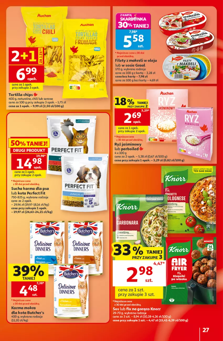 Gazetka promocyjna Auchan - 30 Lat Hipermarket - ważna 22.10 do 28.10.2026 - strona 27 - produkty: Butcher's, Gra, Graal, Knorr, Olej, Ryż, Ser, Sos, Tortilla, Tortilla Chips