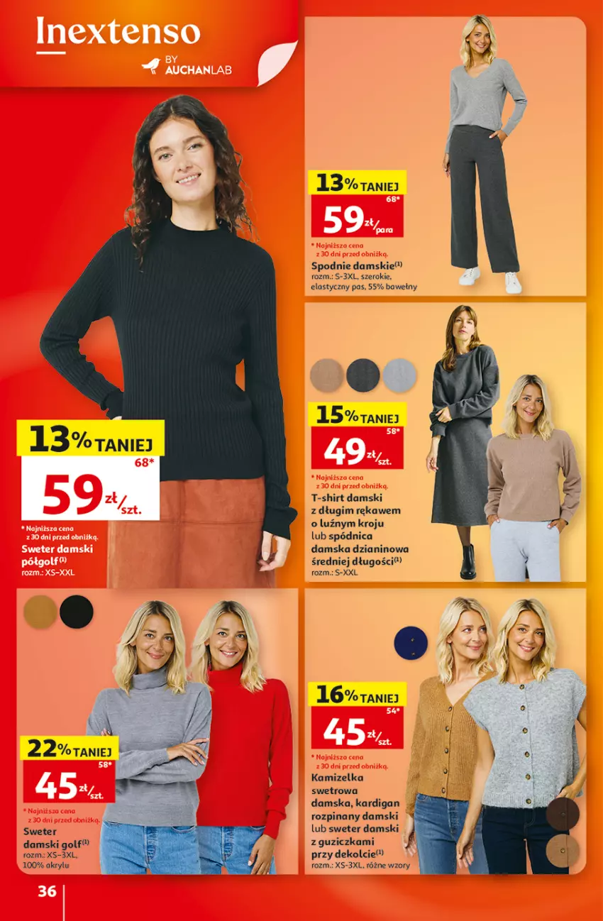 Gazetka promocyjna Auchan - 30 Lat Hipermarket - ważna 22.10 do 28.10.2026 - strona 36 - produkty: Kamizelka, Kardigan, Spódnica, Spodnie, Sweter, T-shirt