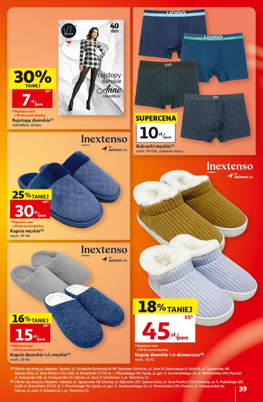 Gazetka promocyjna Auchan - 30 Lat Hipermarket - ważna 22.10 do 28.10.2026 - strona 39 - produkty: Bokserki, Kapcie, Rajstopy, Ser, Top