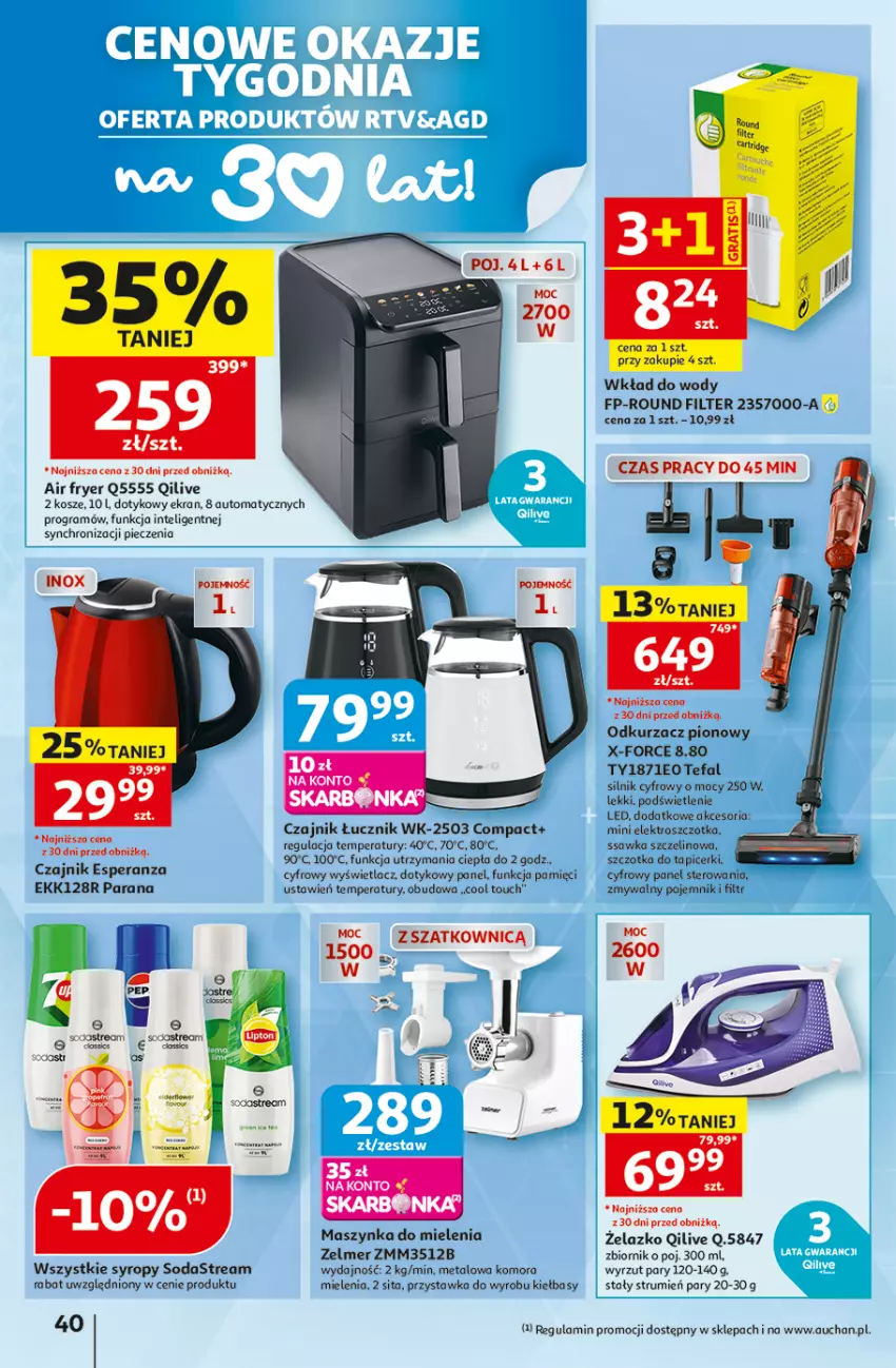 Gazetka promocyjna Auchan - 30 Lat Hipermarket - ważna 22.10 do 28.10.2026 - strona 40 - produkty: Czajnik, Fa, Gra, Intel, Kosz, Maszynka, Maszynka do mielenia, Odkurzacz, Piec, Pojemnik, Rum, Syrop, Syropy, Szczotka, Szynka, Tefal, Zelmer