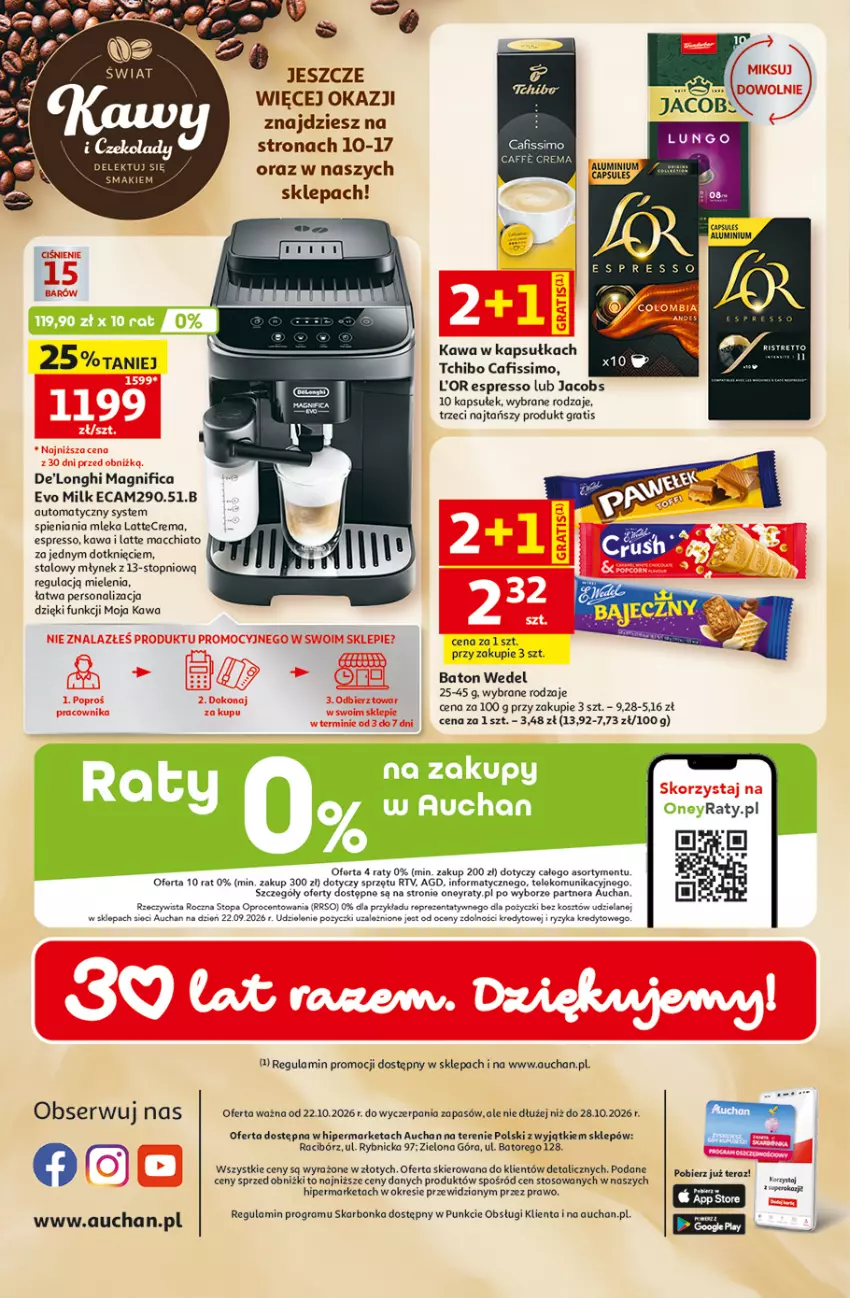 Gazetka promocyjna Auchan - 30 Lat Hipermarket - ważna 22.10 do 28.10.2026 - strona 45 - produkty: Baton, Cafissimo, Chia, Fa, Gra, Jacobs, Kawa, Kosz, Młynek, Tchibo, Tera, Top