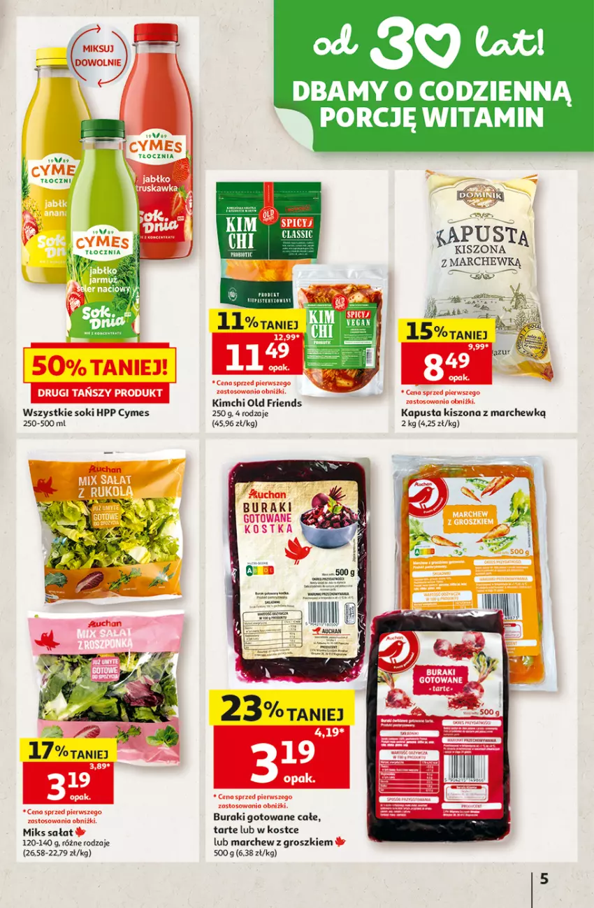 Gazetka promocyjna Auchan - 30 Lat Hipermarket - ważna 22.10 do 28.10.2026 - strona 5 - produkty: Buraki, HP, Kapustą, Por, Sałat, Sok