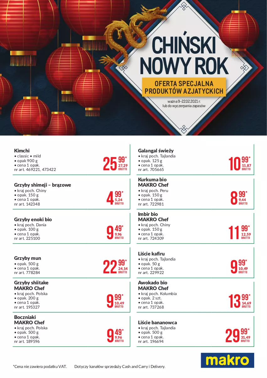 Gazetka promocyjna Makro - [Oferta specjalna] Chiński Nowy Rok - ważna 09.02 do 21.02.2021 - strona 1 - produkty: Boczniak, Gala, Grzyby, Grzyby mun, Grzyby shiitake, Imbir, Kurkuma, Liście kafiru