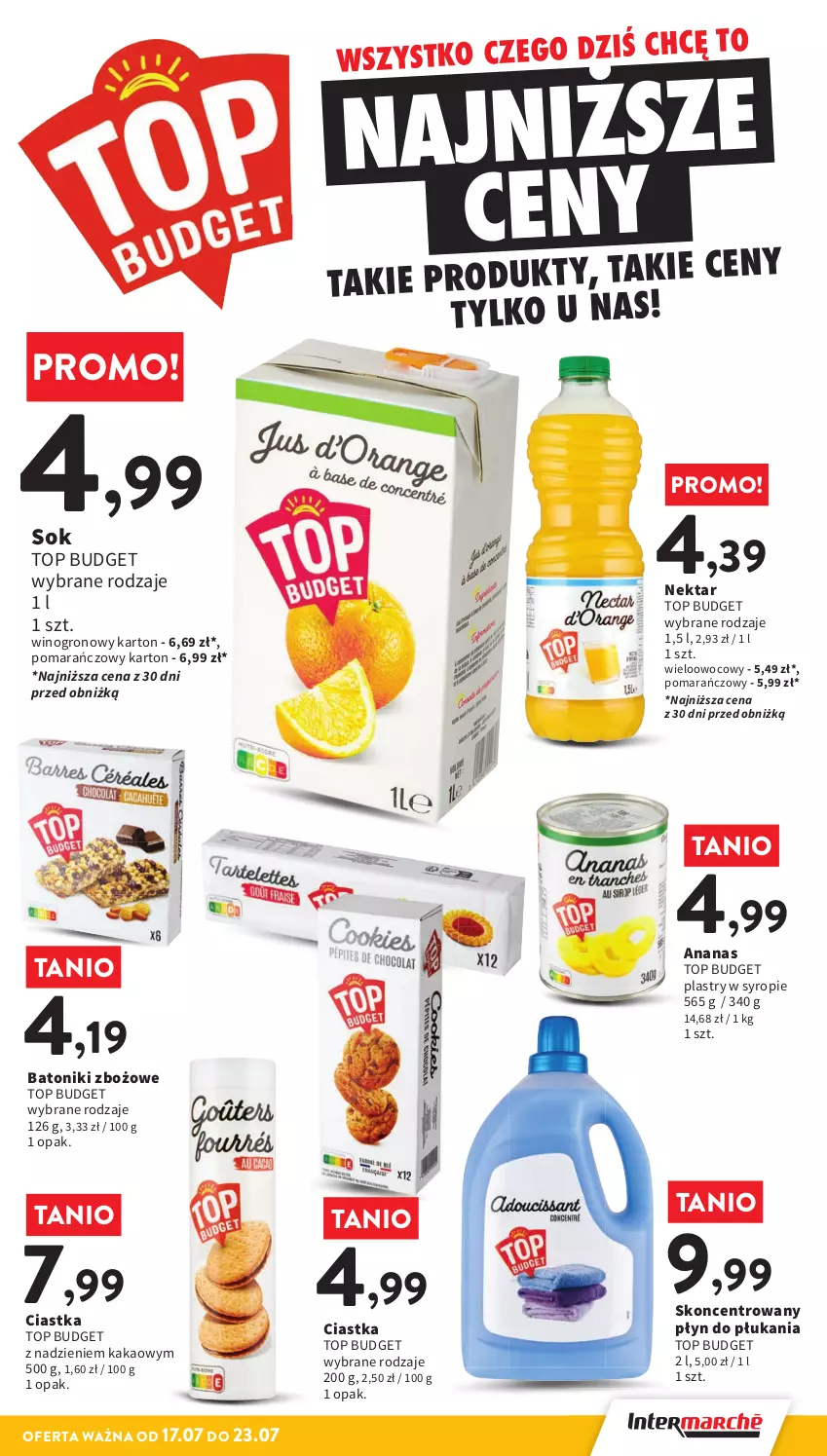 Gazetka promocyjna Intermarche - Gazetka promocyjna - ważna 17.07 do 23.07.2025 - strona 30 - produkty: Ananas, Baton, Ciastka, Kakao, Nektar, Płyn do płukania, Sok, Syrop, Tonik, Top, Wino