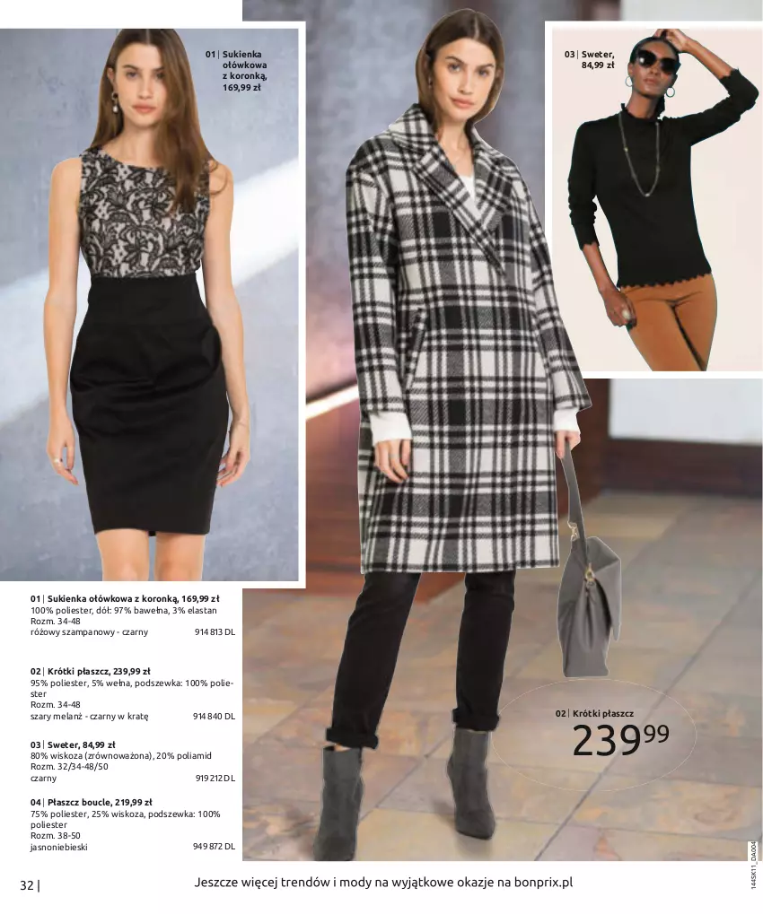 Gazetka promocyjna Bonprix - TWÓJ LOOK Z NUTĄ GLAMOUR - ważna 10.11.2021 do 10.05.2022 - strona 34 - produkty: Płaszcz, Sukienka, Sweter, Wełna