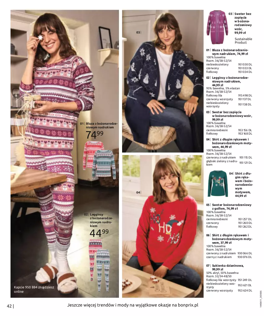 Gazetka promocyjna Bonprix - TWÓJ LOOK Z NUTĄ GLAMOUR - ważna 10.11.2021 do 10.05.2022 - strona 44 - produkty: Bluza, Gin, Kapcie, Legginsy, Sukienka, Sweter, Wełna