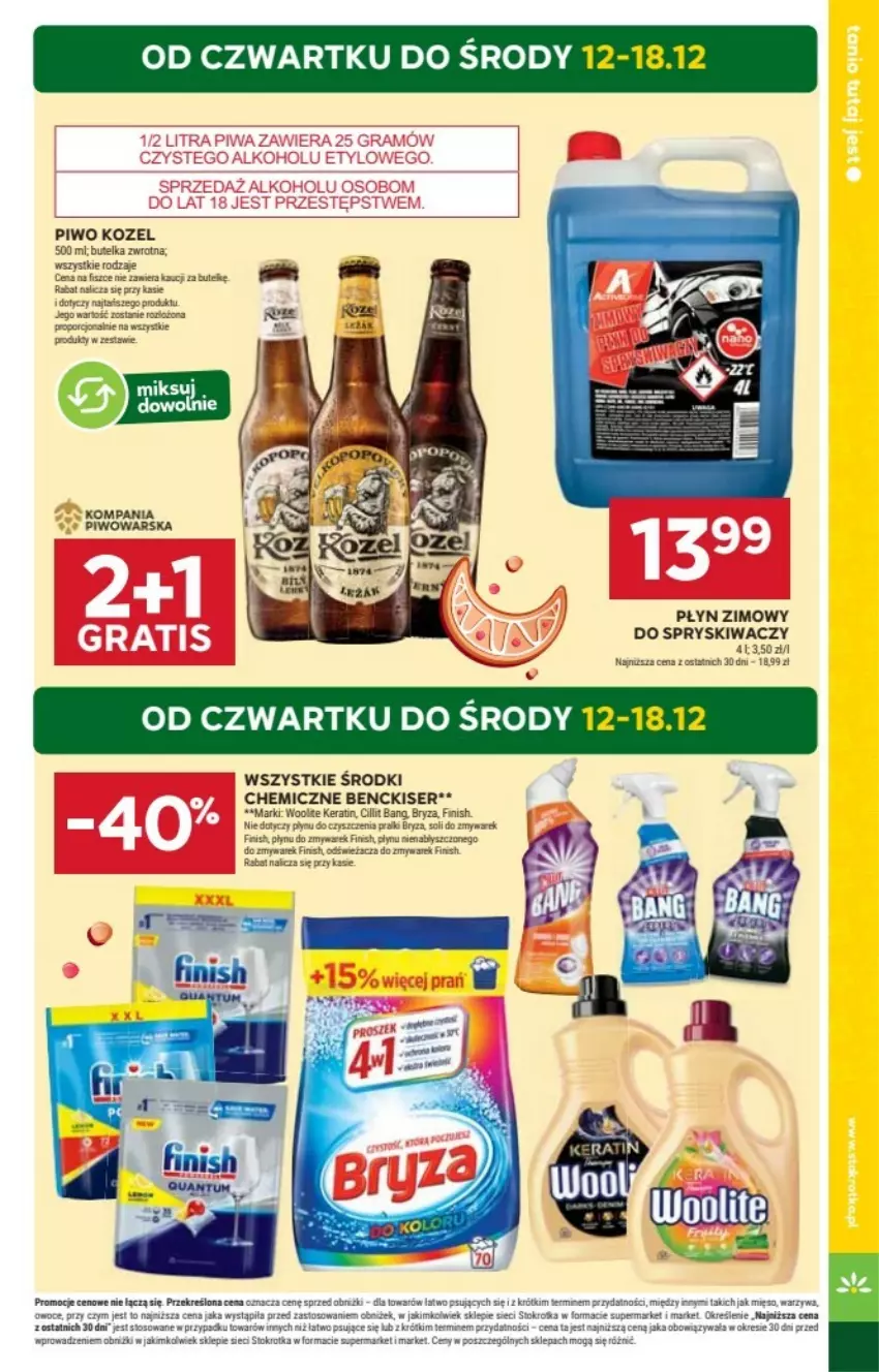 Gazetka promocyjna Stokrotka - ważna 19.12 do 25.12.2024 - strona 23 - produkty: Bryza, Finish, Kozel, Mop, Piwo, Płyn zimowy, Por, Ser, Warzywa