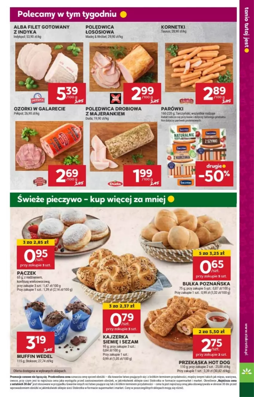 Gazetka promocyjna Stokrotka - ważna 19.12 do 25.12.2024 - strona 3 - produkty: Bułka, Duda, Hot dog, Polędwica, Por, Sezam, Sos, Tarczyński, Warzywa